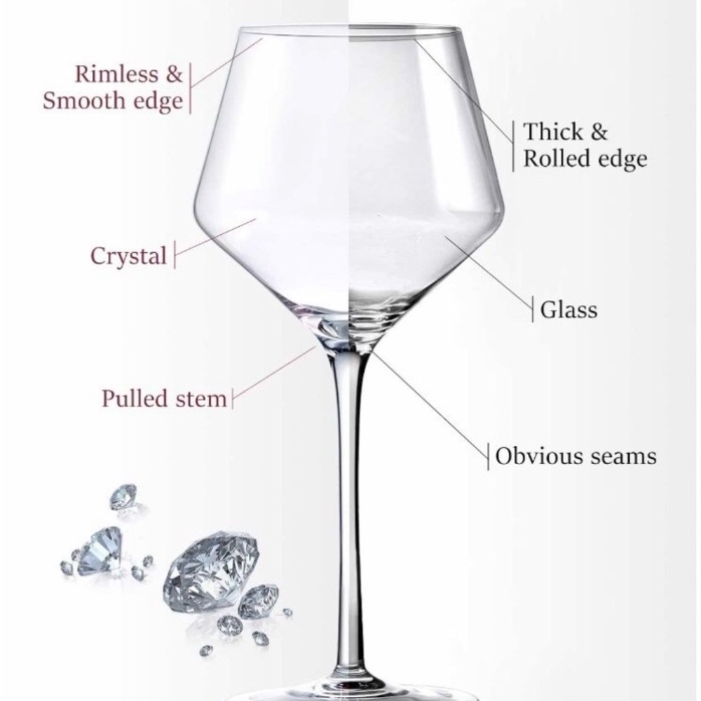 NEW! Italian Hand Blown Crystal Wine Glass set of 4